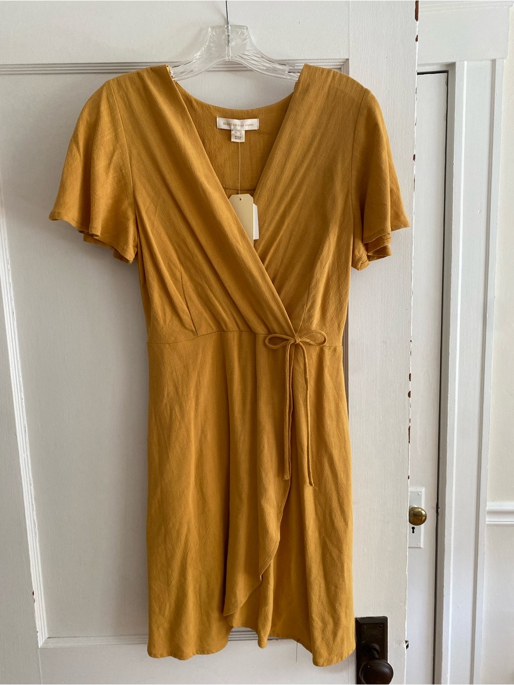 Monteau Los Angeles Mustard Yellow Faux Wrap Dress